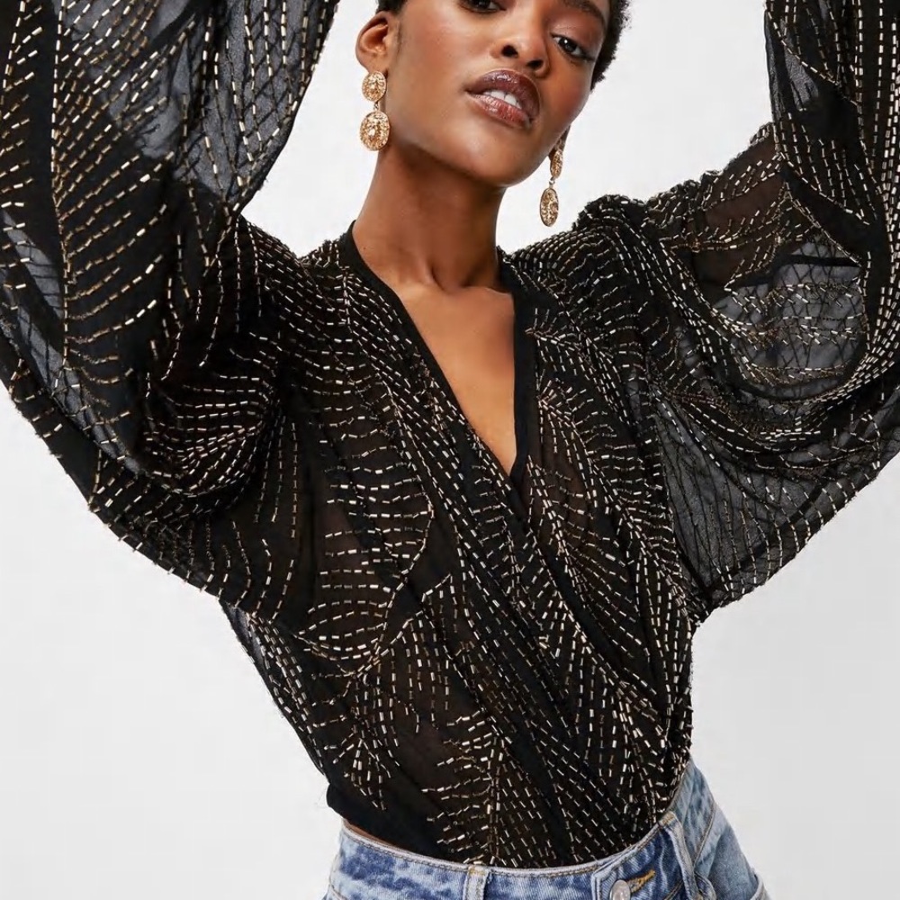 Nasty Gal beaded batwing sleeve blouse